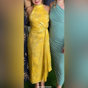 House of Harlow 1960 Yellow Floral One Shoulder Dress